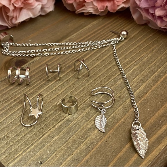 7 Pcs Ear Cuff Set Dangle Feather Star Earring - Picture 13 of 16